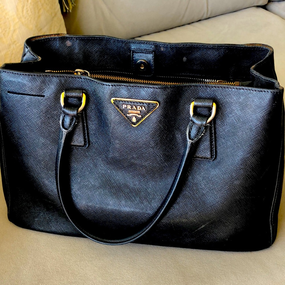 Prada Saffiano Medium Black Leather Bag